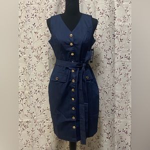 New York & Company - Belted V-Neck Denim Dress (NWT)